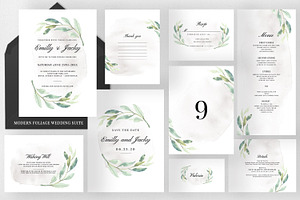 Modern Foliage Wedding Suite, an Invitation Template by Azka Creative