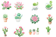 Watercolor succulent cactus clipart, an Illustration by Designworld (Thumbnail 3 of 5)