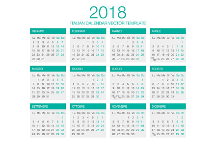 Italian Calendar Vector 2018