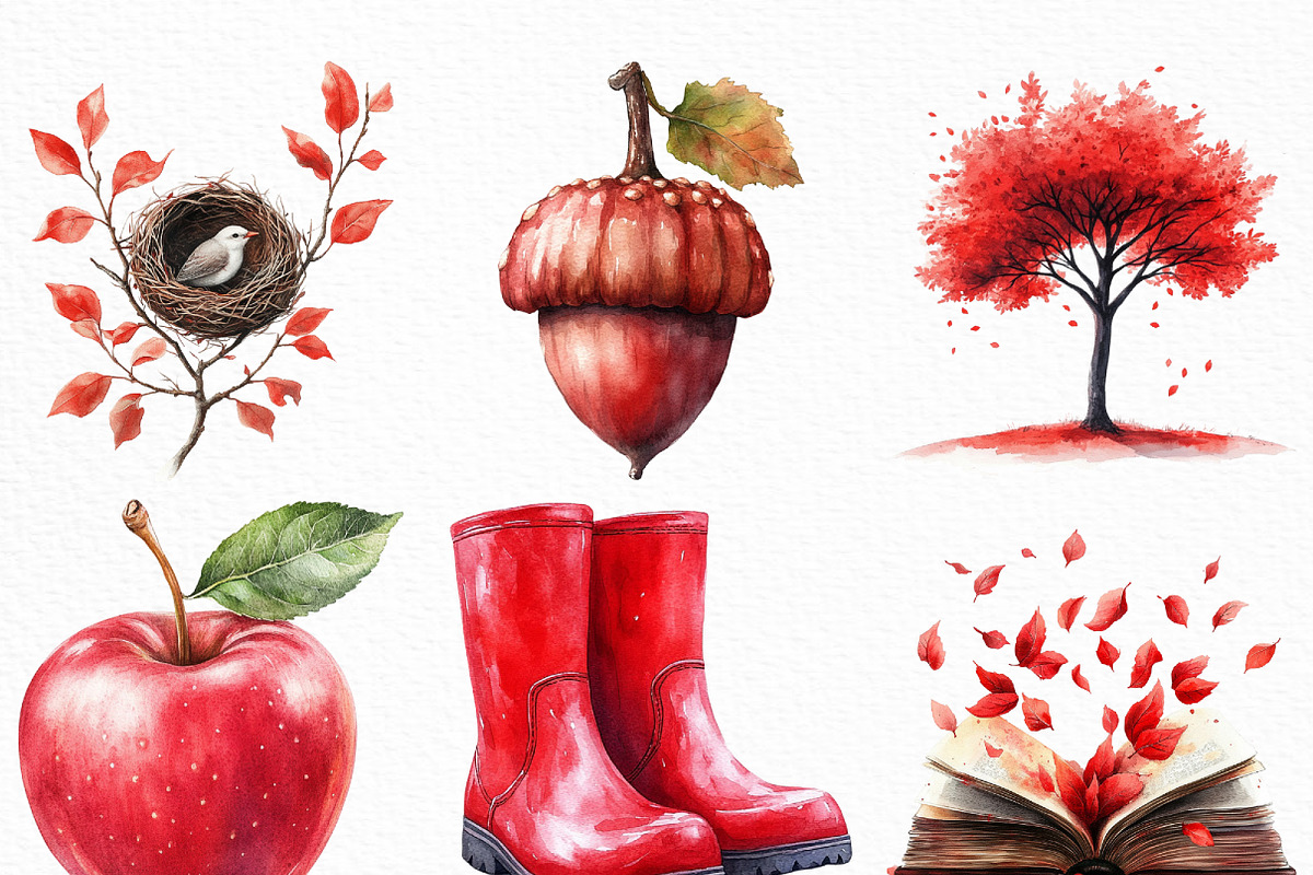 Watercolor Crimson Canopy Clipart, an Illustration by Craft Nest (Photo 4 of 6)