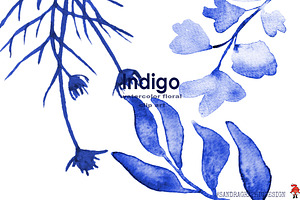 Indigo Floral Clipart