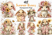 Whimsical Summer Bunny Clipart, an Illustration by Craft Nest (Thumbnail 1 of 12)