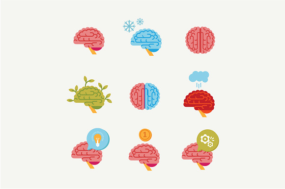 Vector flat brain icons preview 4