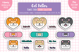Get Better- Kawaii Shiba Vector Set