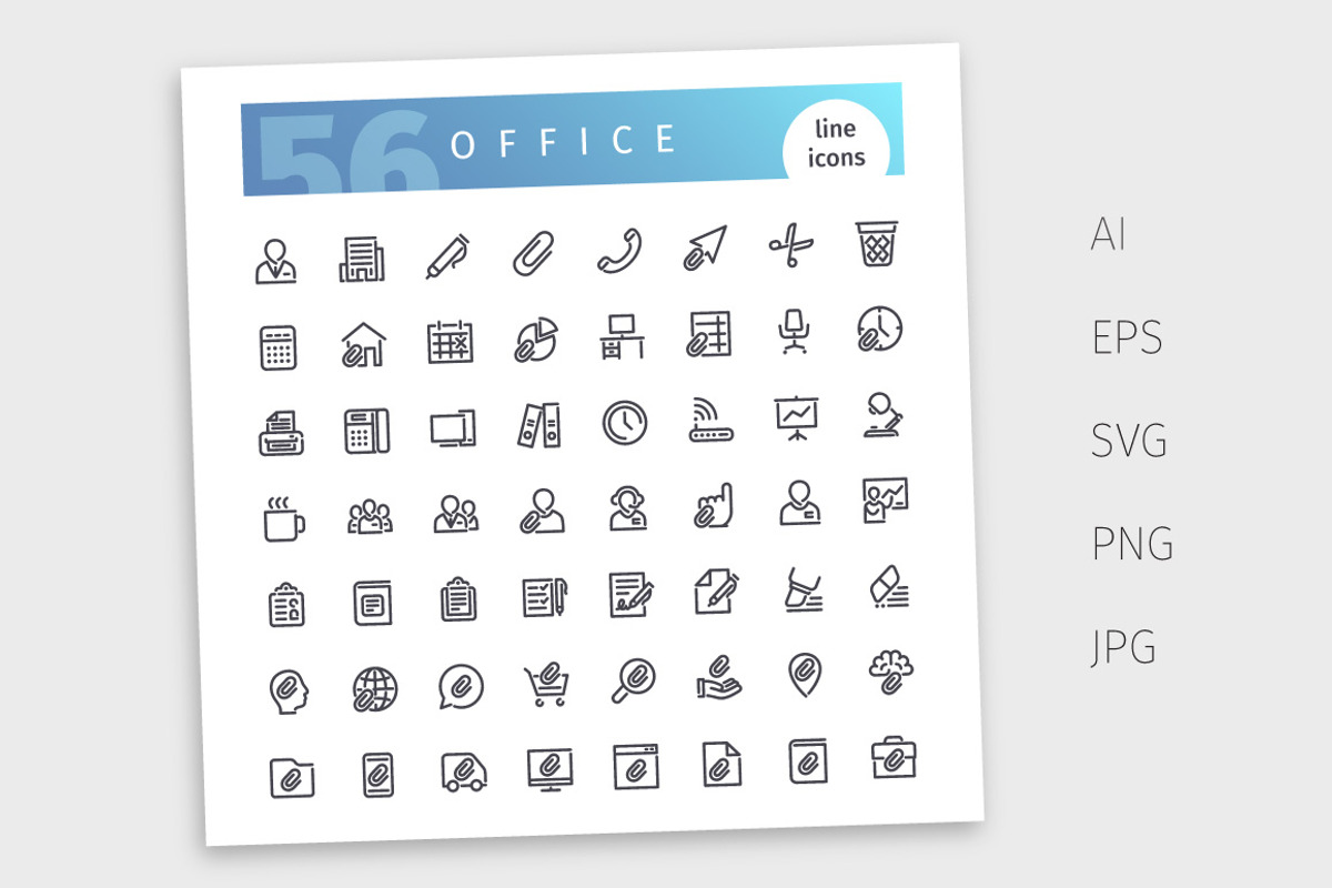 Office Line Icons Set, an Outline Icon by Voysla's Shop (Photo 4 of 4)