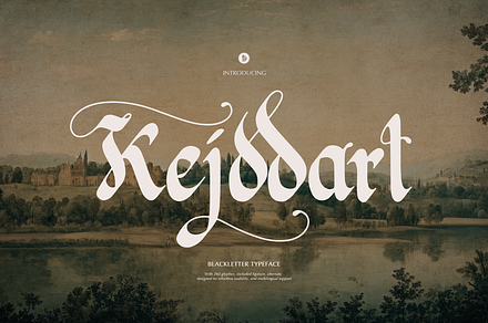 Kejddart | Blackletter Typeface, a Blackletter Font by Denustudios
