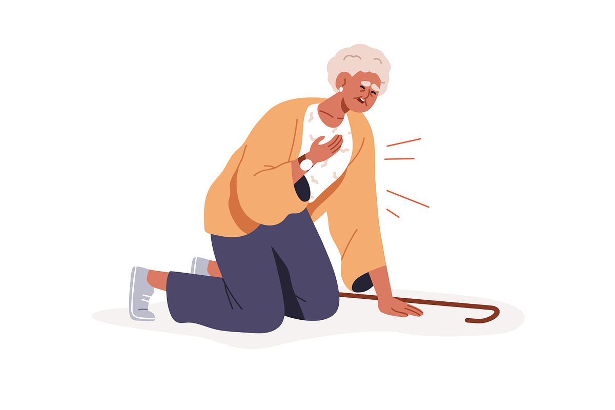 Old people fall down by accident set, a Person Illustration by Good Studio (Photo 7 of 7)