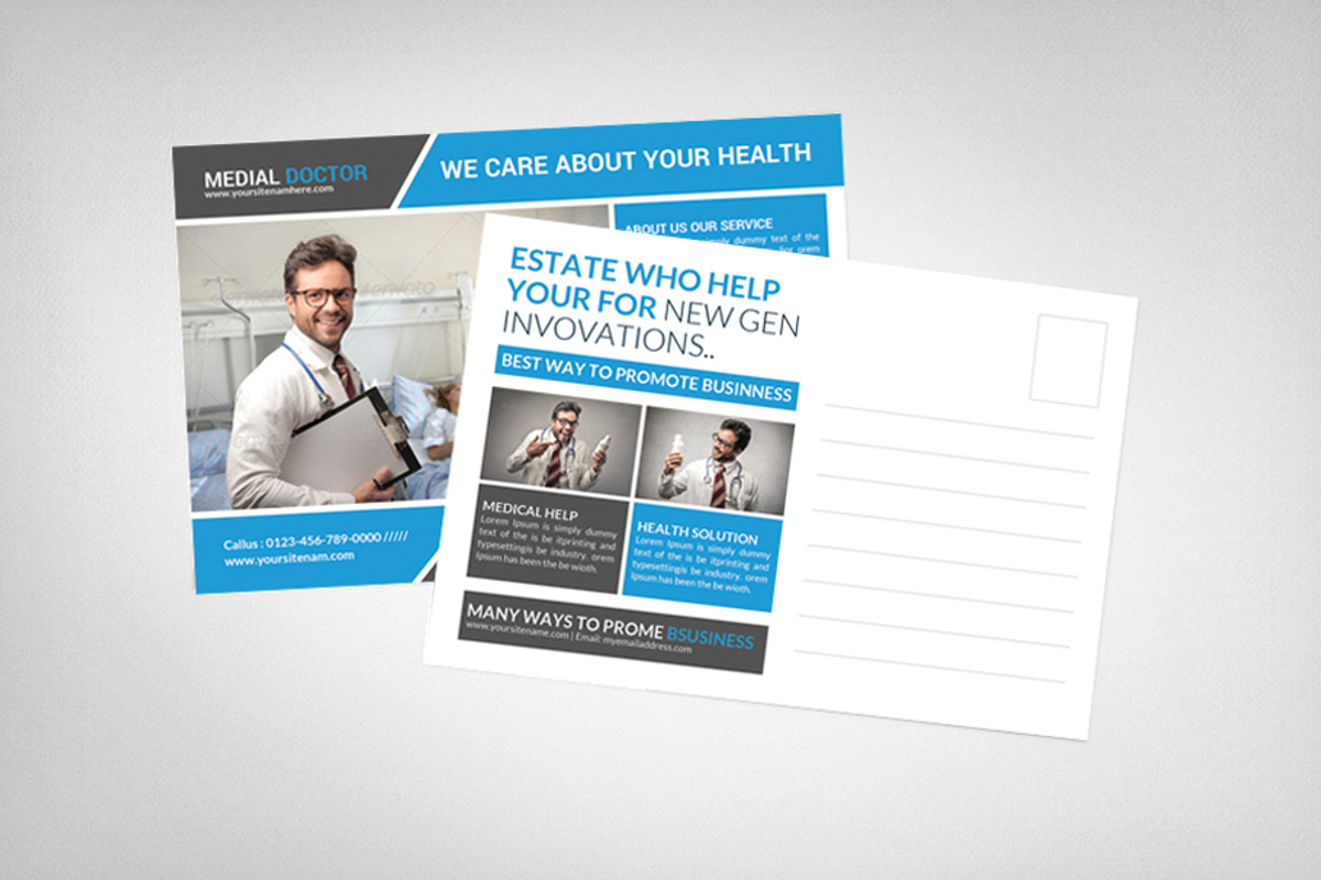 Medical Doctors Postcard Template, a Card Template by graphicforest