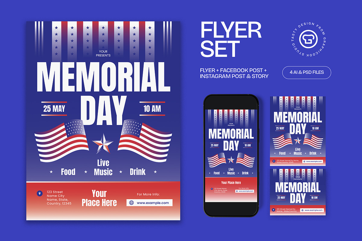Memorial Day Flyer, a Flyer Template by graphicook (Photo 1 of 3)