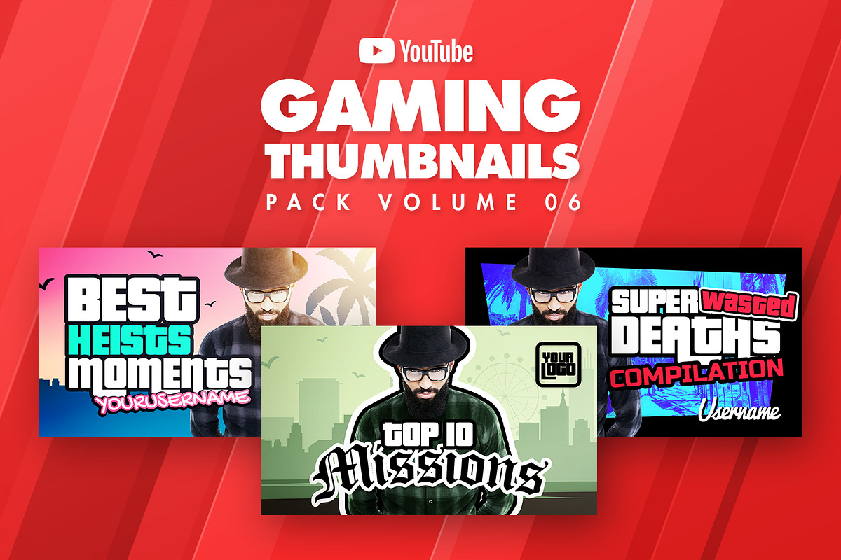 Gaming Youtube Thumbnails Pack 06, a Social Media Template by Odin_Design