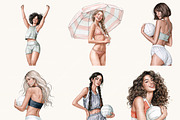 Watercolor Volleyball Girl Clipart, a Sport Illustration by BusyDaydesign (Thumbnail 3 of 9)