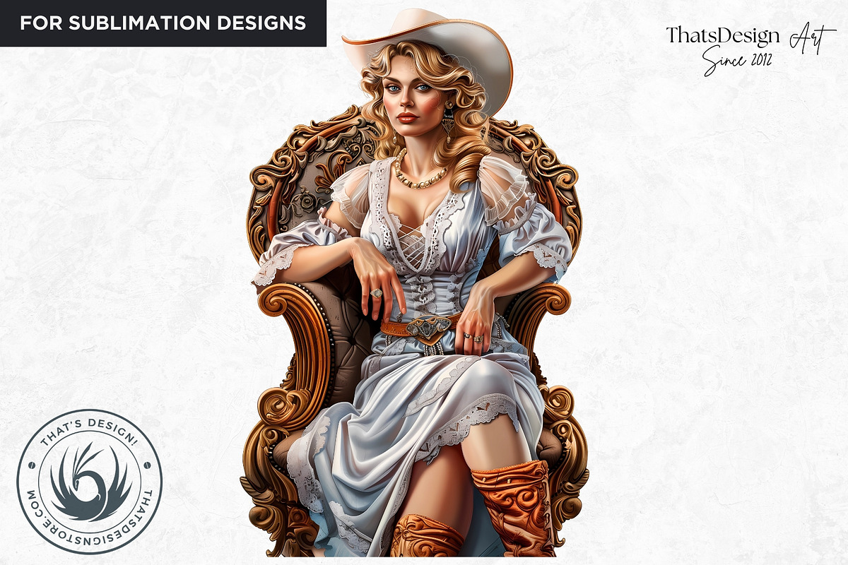 Southern Belle Cowgirls Clipart Set, a Person Illustration by ThatsDesign Art (Photo 5 of 10)