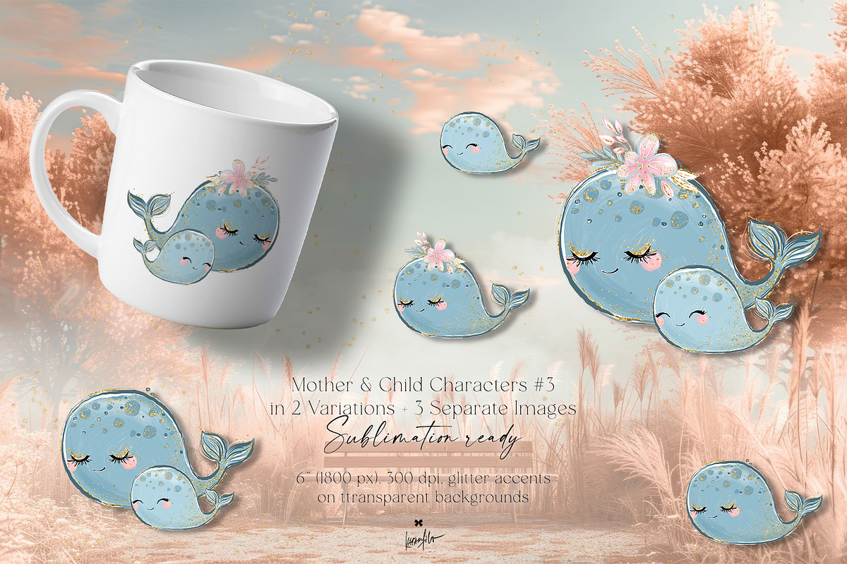 Mother & Baby Animals Mom and Me PNG, an Animal Illustration by KaramfilaS (Photo 4 of 8)