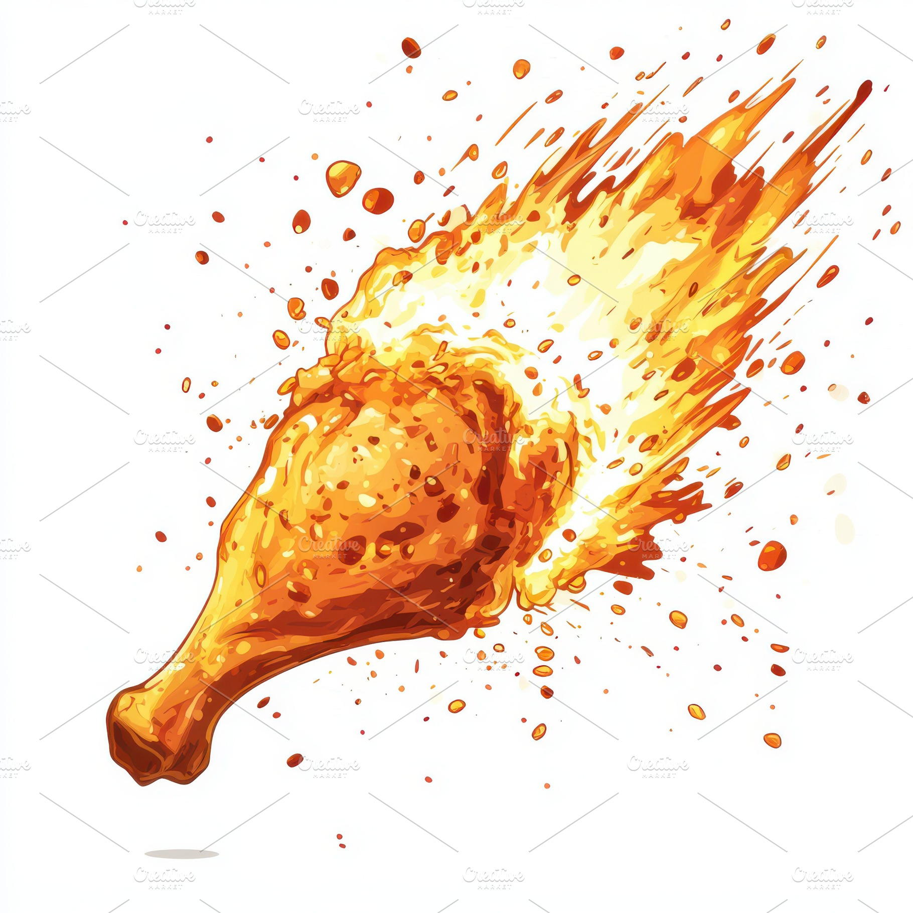 Fried chicken leg vector illustratio, a Food & Drink Photo by Pixeness Studio