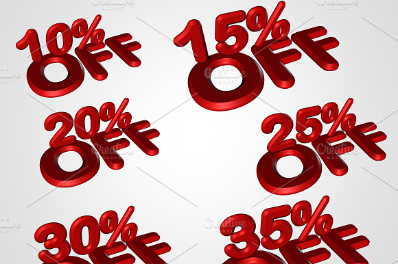 3D Render "10% OFF" Text preview 2