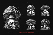 10 Bundle Dark Art Skull Mushroom, an Illustration by Morspective (Thumbnail 3 of 7)