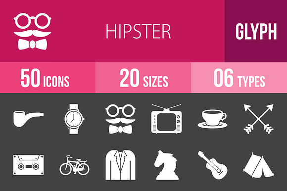 50 Hipster Glyph Inverted Icons