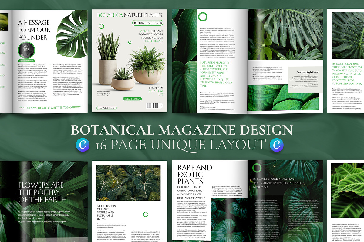 Botanical magazine design template, a Magazine Template by Shajib Shikder (Photo 1 of 7)
