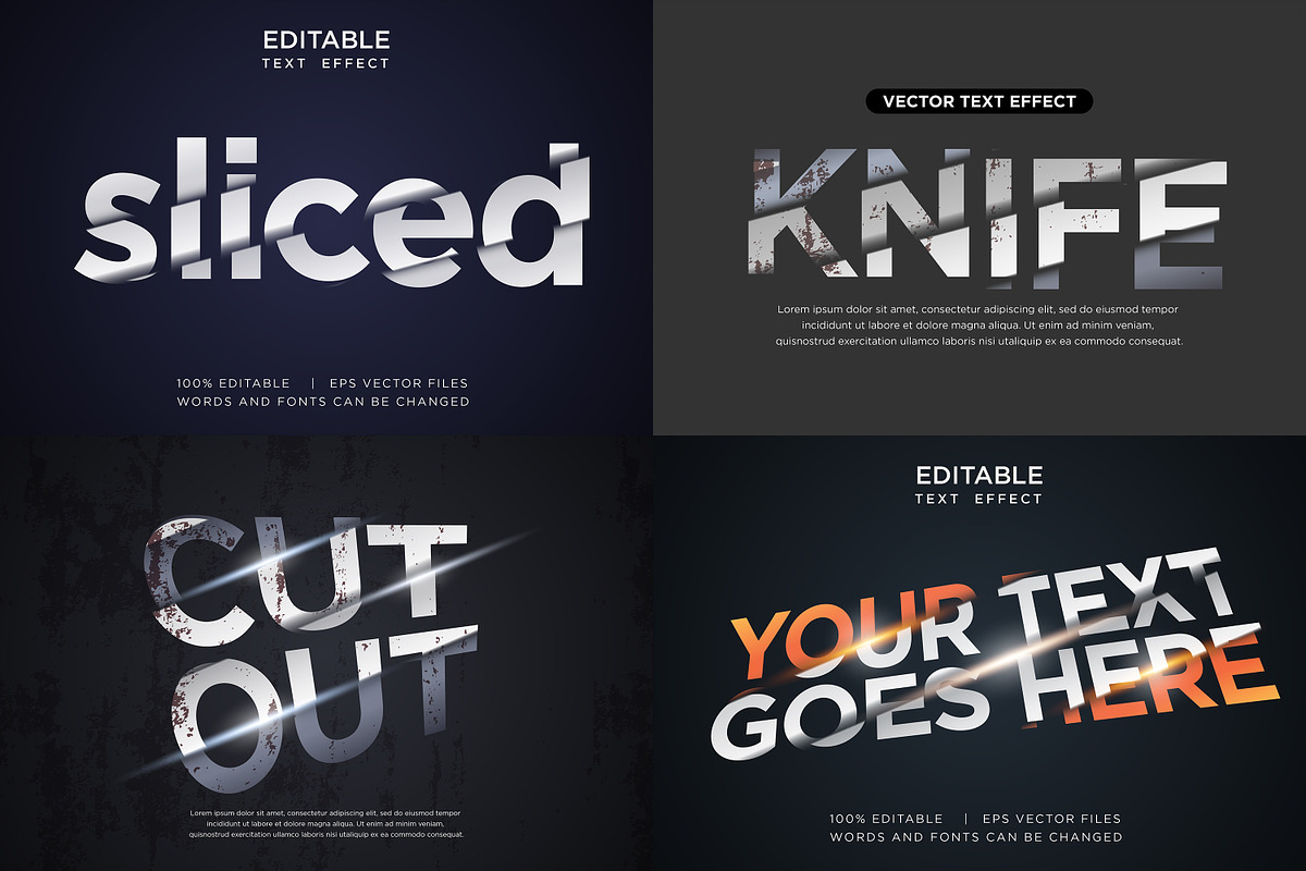 sliced text effect bundle, a Plug-in Add-On by yokbisayok
