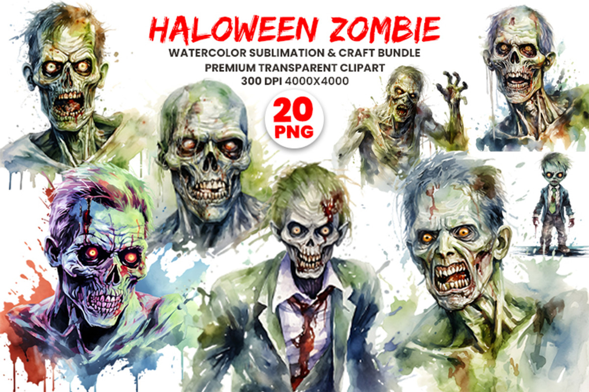 Halloween Spooky Zombie PNG Bundle, a Seasonal Illustration by Creative Arslan (Photo 1 of 7)