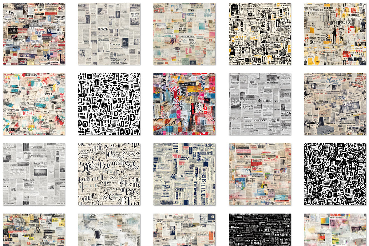Newspapers seamless patterns set, a Pattern Graphic by Bubert Art (Photo 2 of 14)