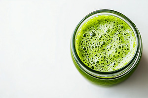 Green smoothie in a glass jar, a Food & Drink Photo by MistyDay