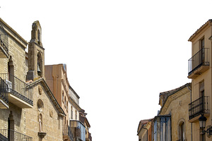 Narrow historic street framed