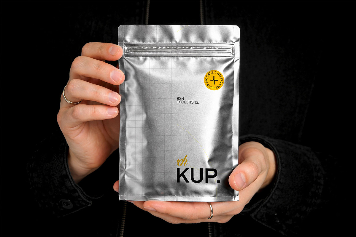 Metalic Foil Paper Pouch Bag Mockup, a Packaging Mockup by Templeste (Photo 2 of 3)