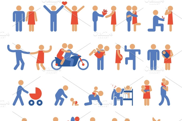 Family And Couple Pictogram Icons