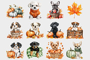 Watercolor Autumn Dog Clipart, a Seasonal Illustration by Design Market (Thumbnail 3 of 4)