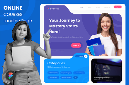 Online courses landing page, a Landing Page Template by anchor_point_heshan