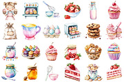 Watercolor Baking Party Clipart, an Illustration by designcity5 (Thumbnail 2 of 5)