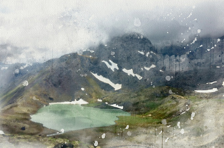 Watercolour painting of wild lake., a Nature Photo by Shootdiem