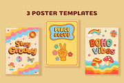 Groovy Retro Clipart Set, 70s Boho, a Decorative Illustration by JulyGart (Thumbnail 3 of 7)