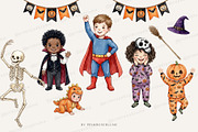 Spooky Friends Watercolor Clipart, a Seasonal Illustration by Primrose Blume (Thumbnail 2 of 4)