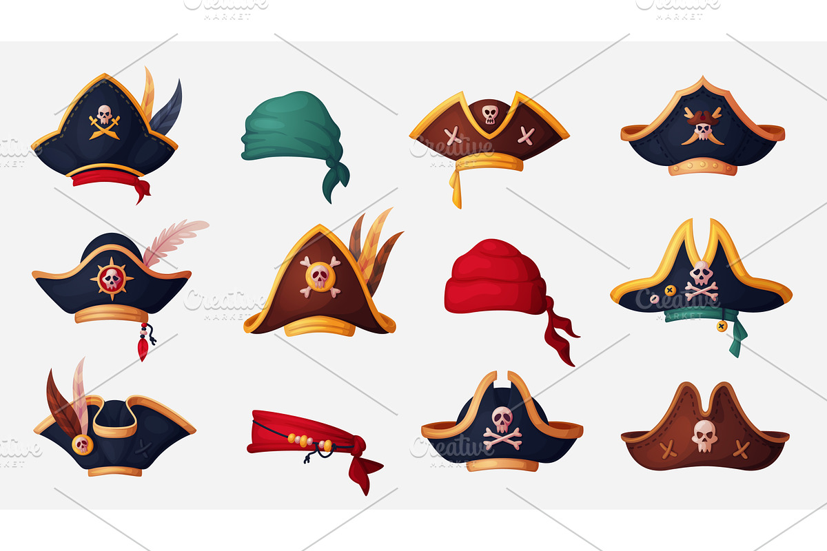 Pirate captain tricorn hats, an Object Illustration by Buch&Bee