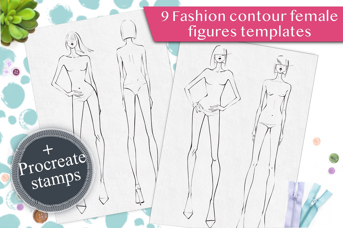 Fashion figures for PROCREATE, a Brush Add-On by Irena Matiash shop (Photo 5 of 6)