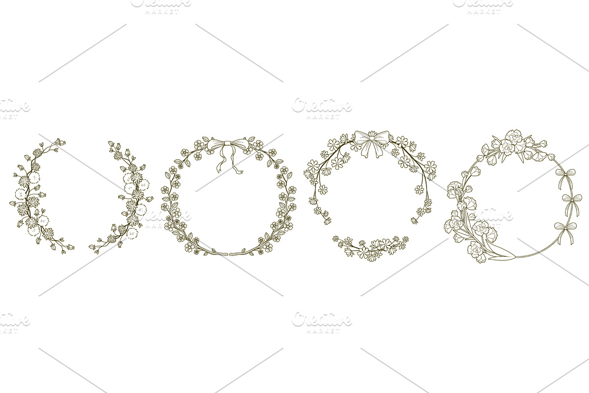 Floral frame with delicate flowers, an Object Illustration by art PVP - market