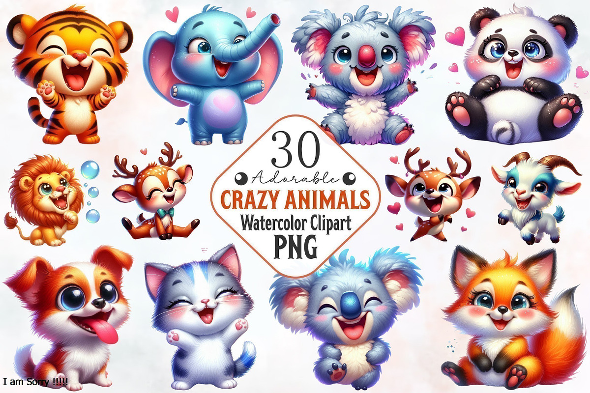 Adorable Crazy Animals Clipart, an Animal Illustration by RobertsArt (Photo 1 of 7)