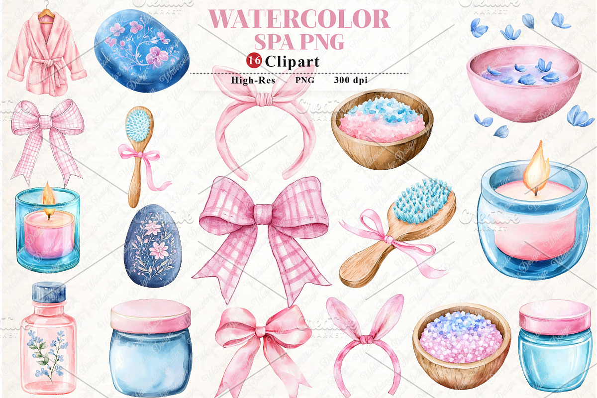 Spa Watercolor Clipart, an Illustration by Watercolor design (Photo 1 of 12)