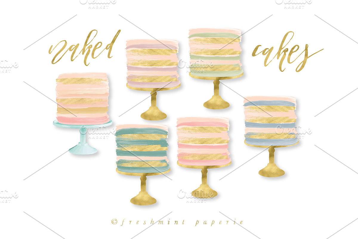 watercolor naked cake clipart, a Graphic by Freshmint Paperie (Photo 1 of 2)