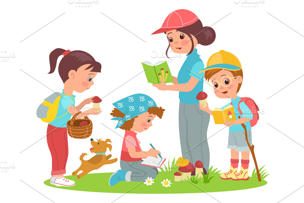 Kids learn nature. Young naturalists, an Illustration by Vectorbuum