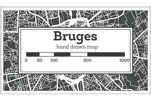 Bruges City Map In Retro Style.