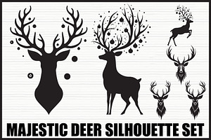 Majestic Deer Silhouette Bundle, an Illustration by jahid234