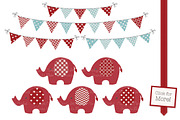 Red and Blue Elephant Clipart, an Illustration by Amanda Ilkov (Thumbnail 2 of 3)