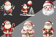 Watercolor Santa Clipart, an Illustration by Black Bird Studio (Thumbnail 4 of 6)
