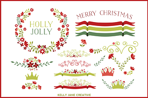 Holiday Floral Clipart Vector