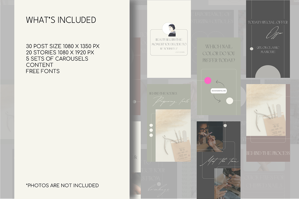 Elegant instagram manicure templates preview 8