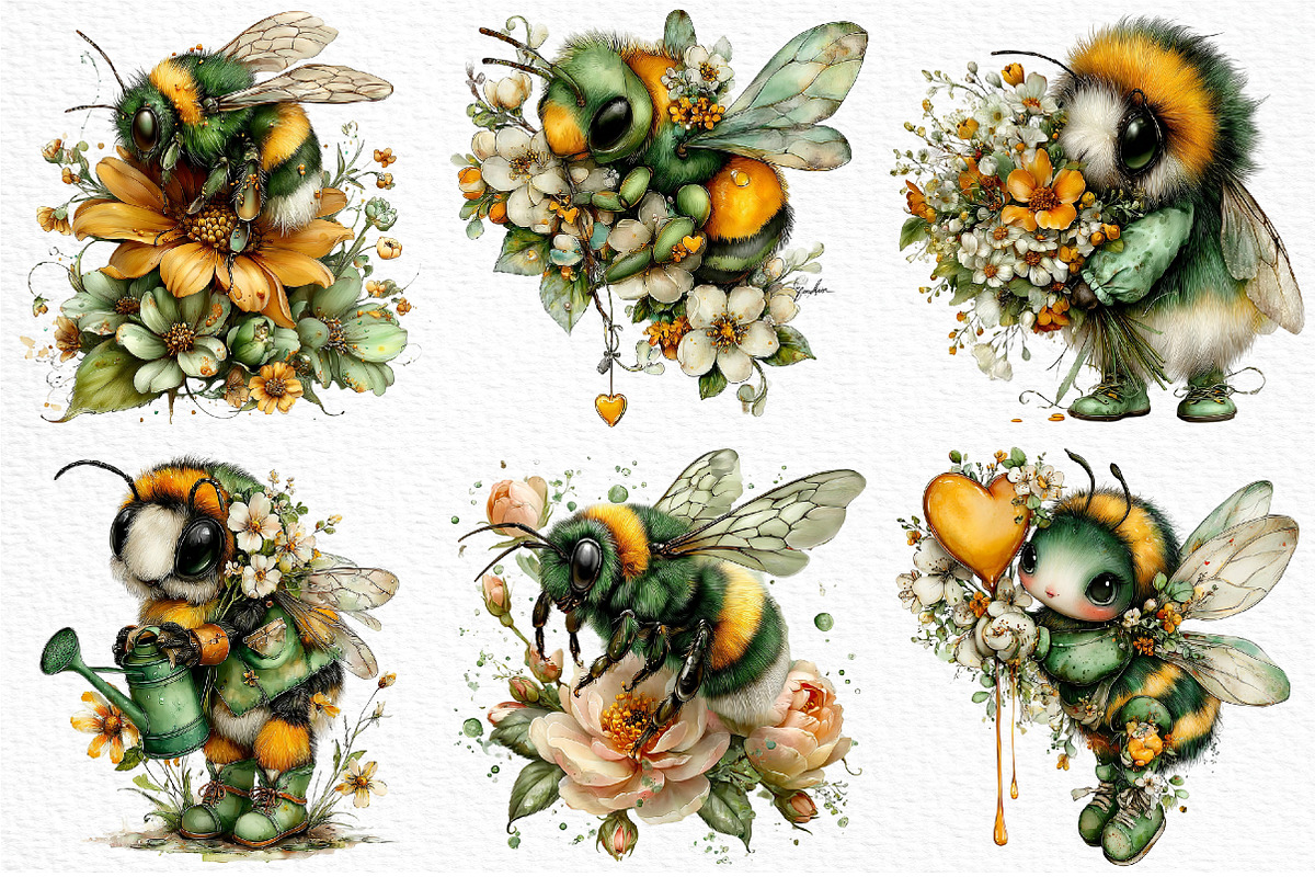 Whimsical Spring Bee Clipart Png, an Illustration by Craft Nest (Photo 5 of 5)