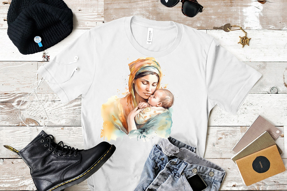 Mother and Baby Watercolor Clipart, a Person Illustration by Mermaids Cove (Photo 8 of 10)
